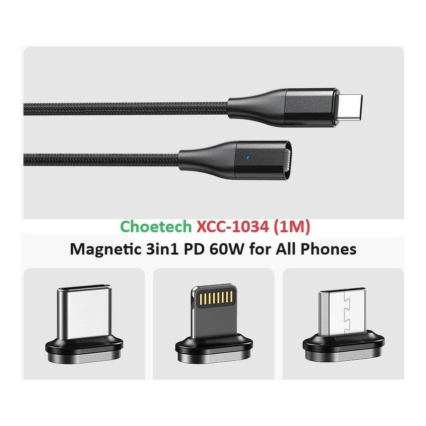 CHOETECH XCC-1034 60W C to C 1M Cable with 3 Replaceable Connecter