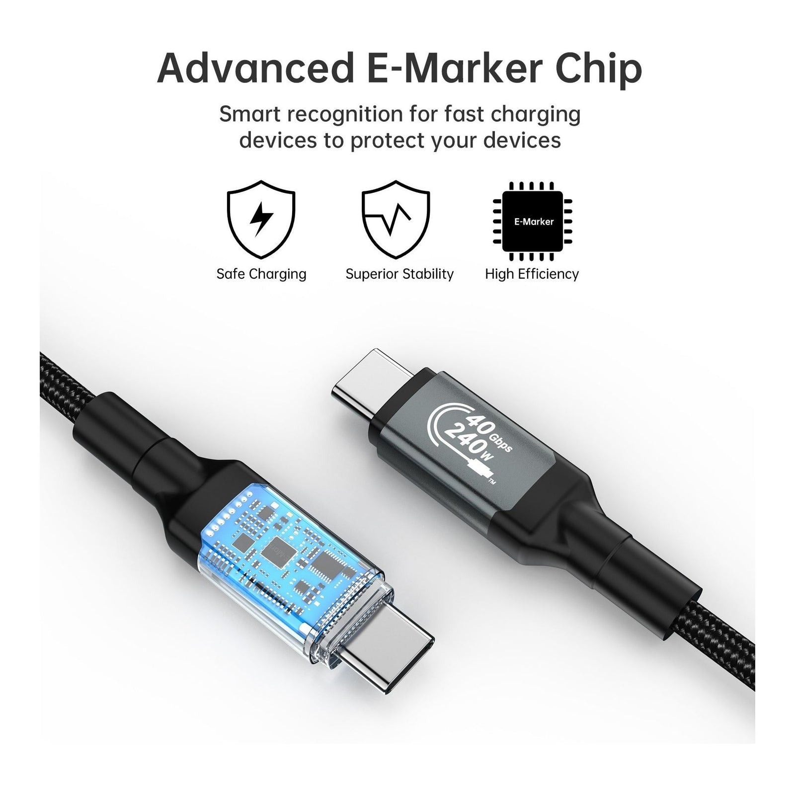 CHOETECH XCC-1040 USB-C M to M 240W Super Fast Speed Gen3 Cable 1.2M
