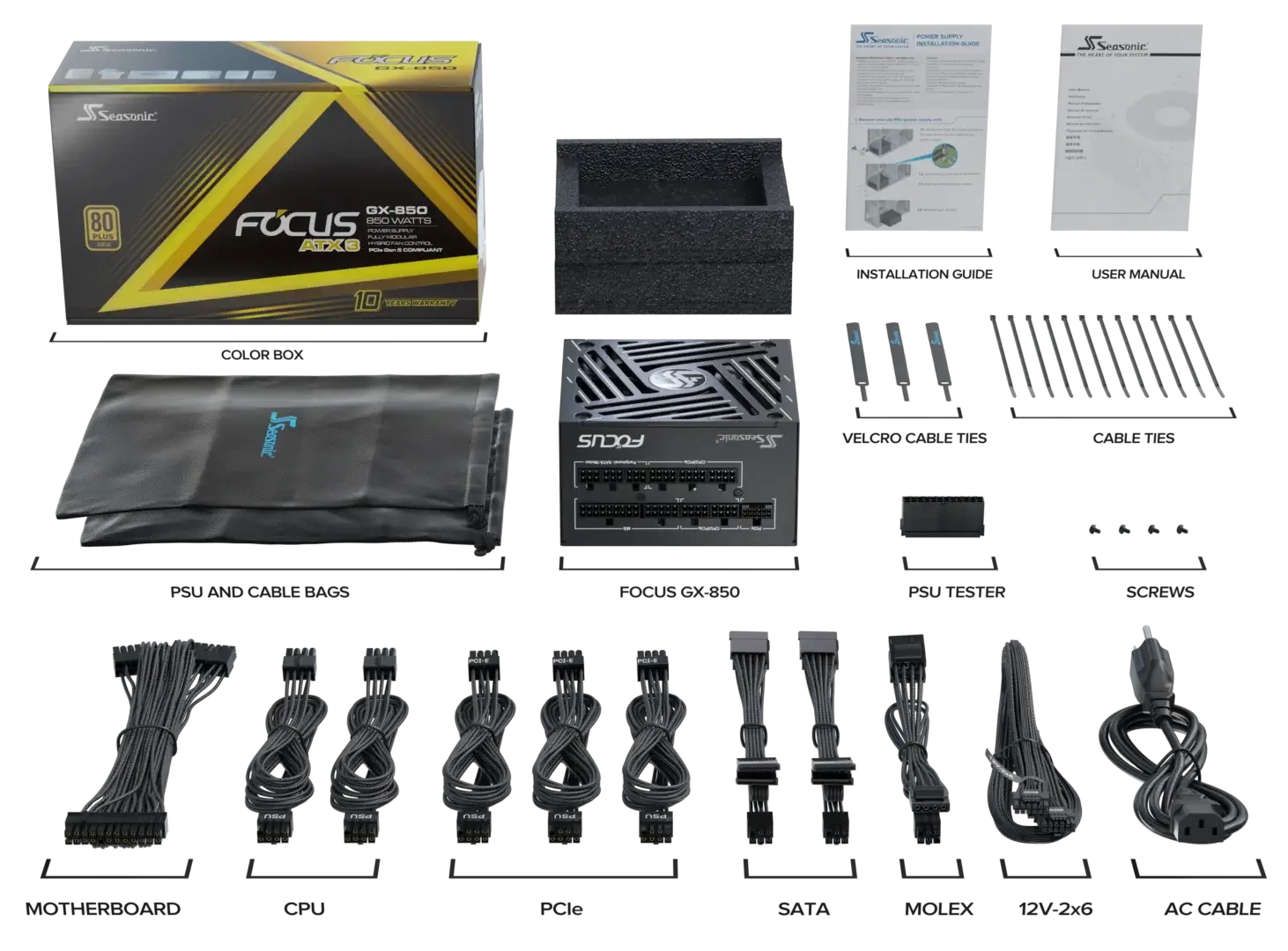 Seasonic 850W Focus GX-850 V4 Fully-Modular 80 PLUS Gold ATX3.1/PCIe 5.1 PSU SRP-FGX851-A5A32SF