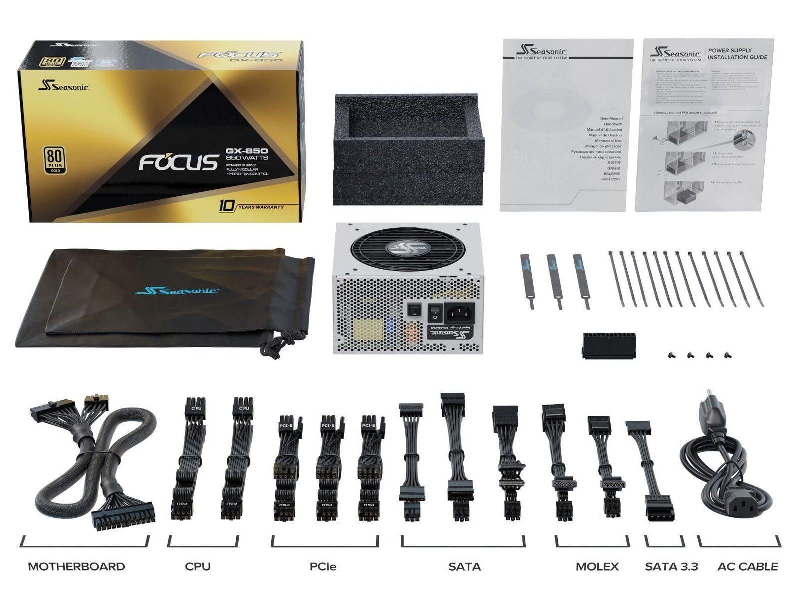 SEASONIC FOCUS GX (ONESEASONIC) WHITE EDITION GX-850 (SSR-850FX WHITE) 850W 80 PLUS GOLD PSU