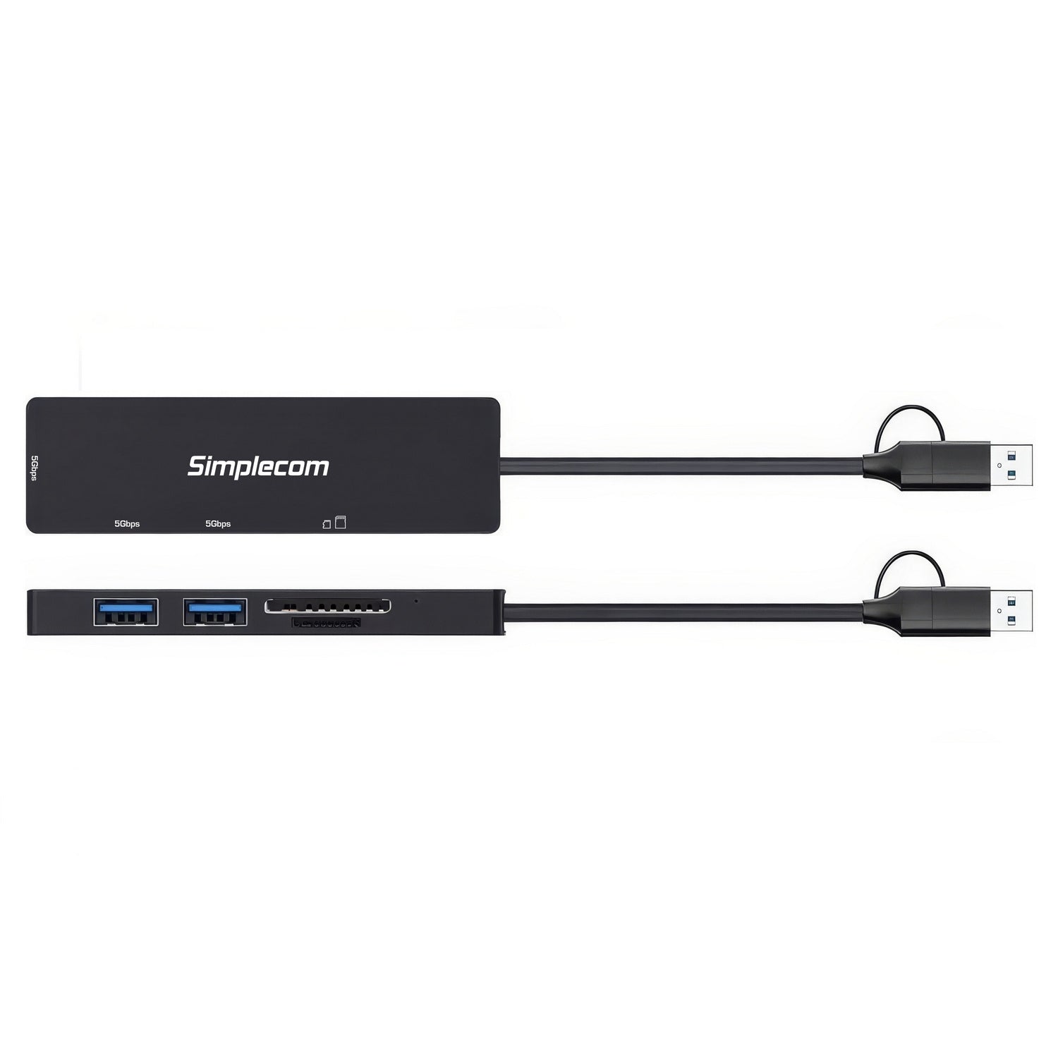 Simplecom CH365C SuperSpeed 3-Port USB Hub with SD MicroSD Card Reader USB-A and USB-C Dual Connector
