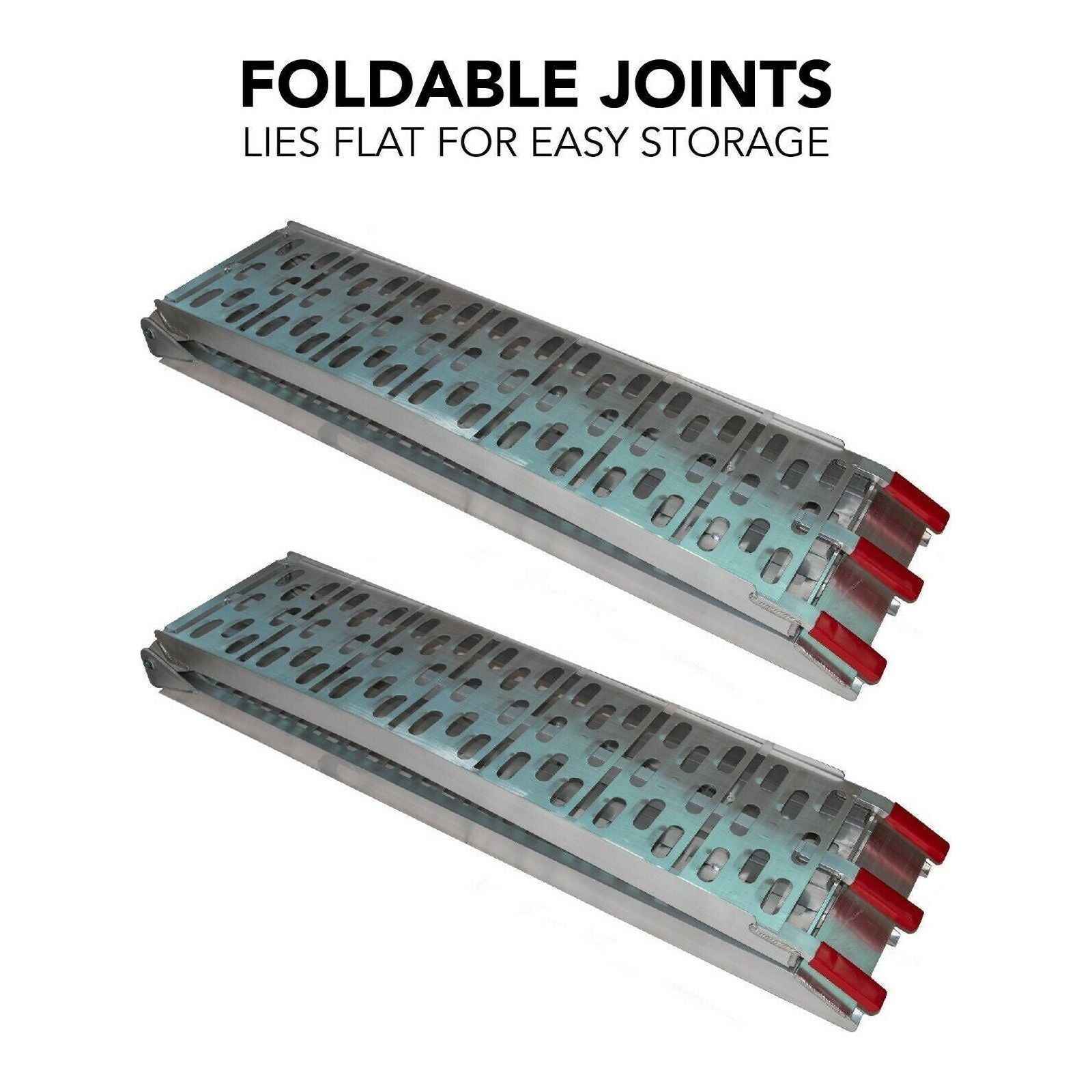 D2U Aluminum Folding Loading Ramps, 680kg Capacity - Heavy-Duty for ATVs, Motorcycles, Ride-On Lawnmowers - Foldable Design, Dual-Welded Joints, Rubber Tips, and Corrosion-Resistant Alloy