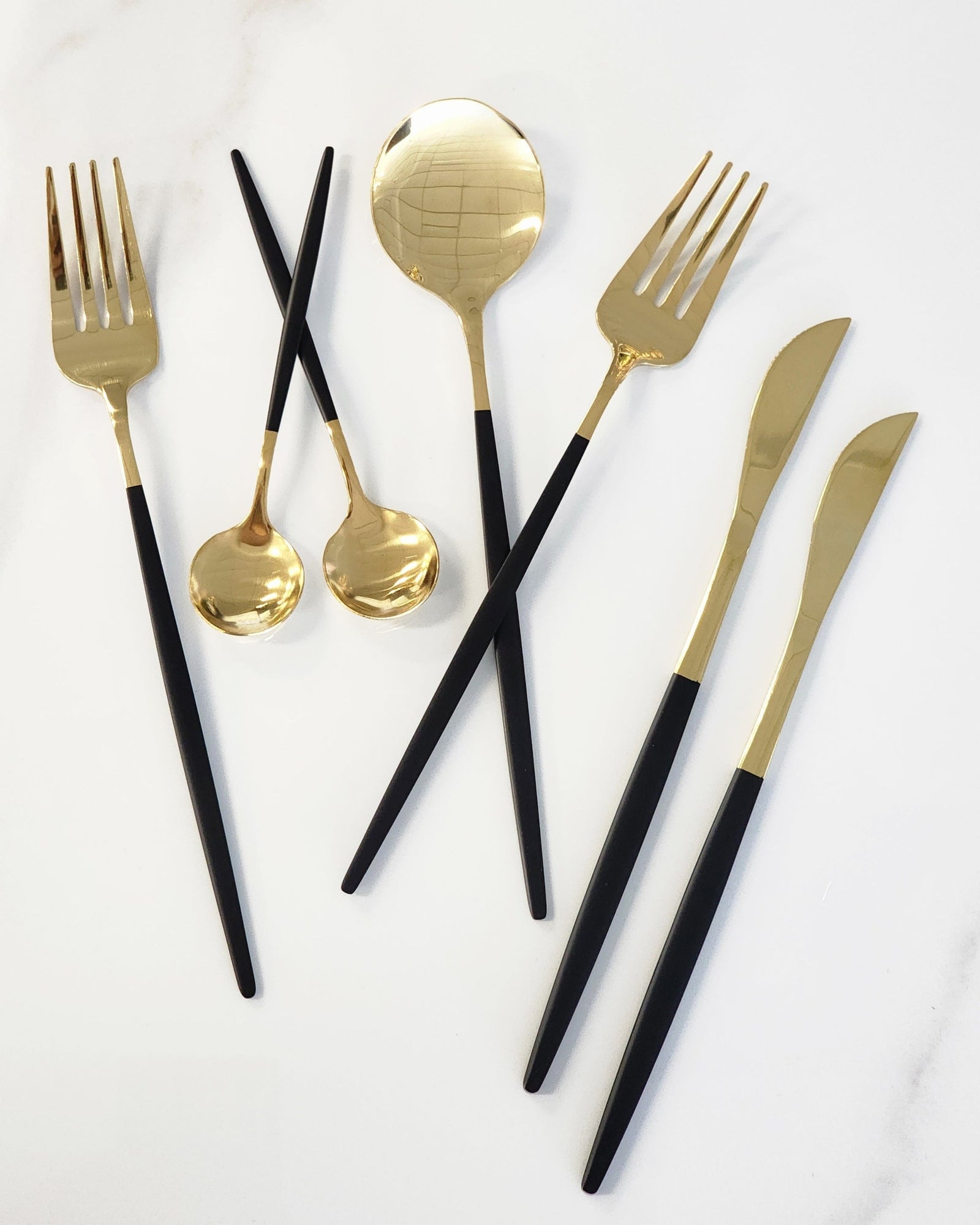 Deluxe Cutlery Set - Black & Gold