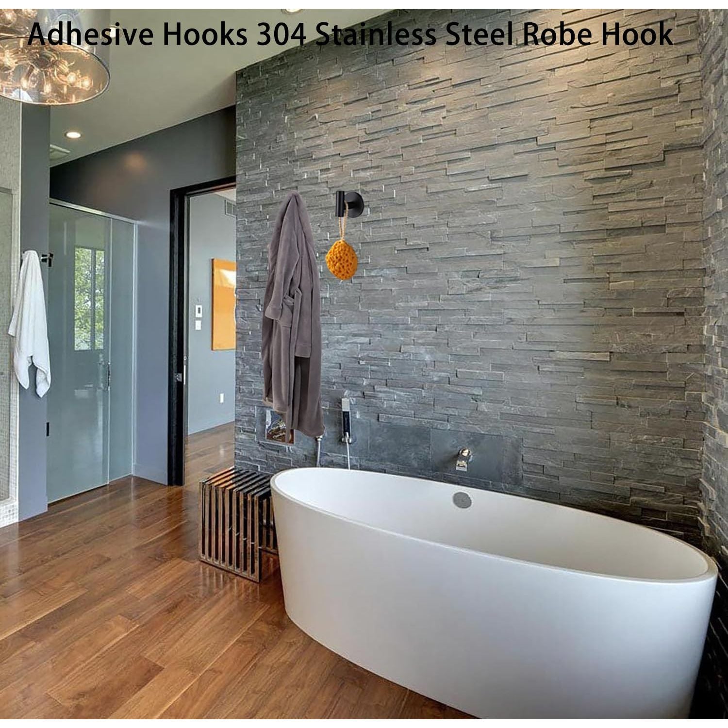 2 Pcs Wall Mount Self Adhesive Bathroom Towel Hooks Holder Cloth Hanger Hook Door Hanger Black