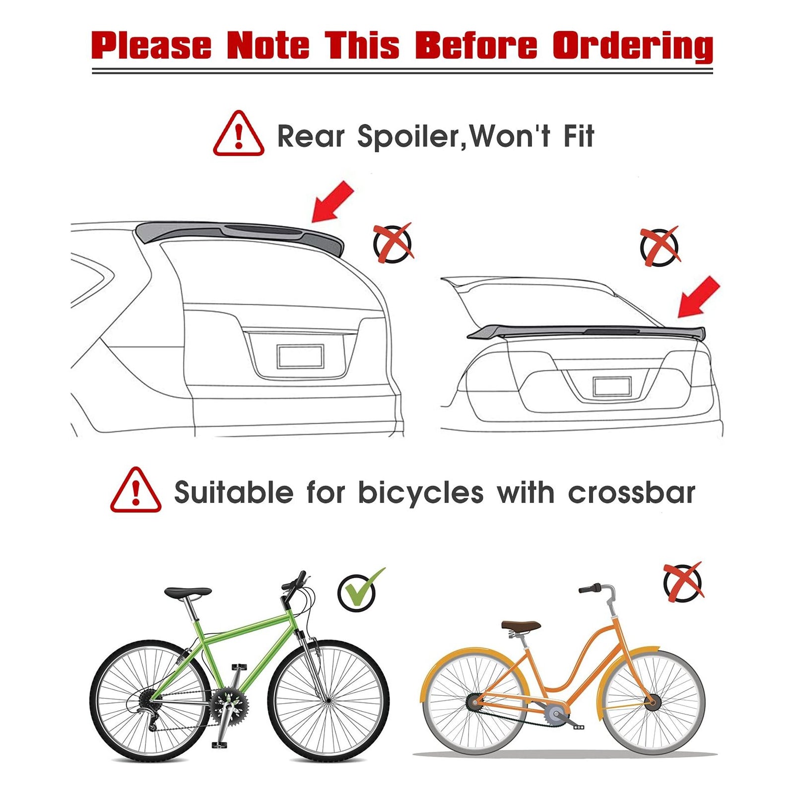 3 Bike Universal Cycle Bicycle Car Rear Carrier Rack Hanger Mount for Car Sedan Hatchback Minivan SUV