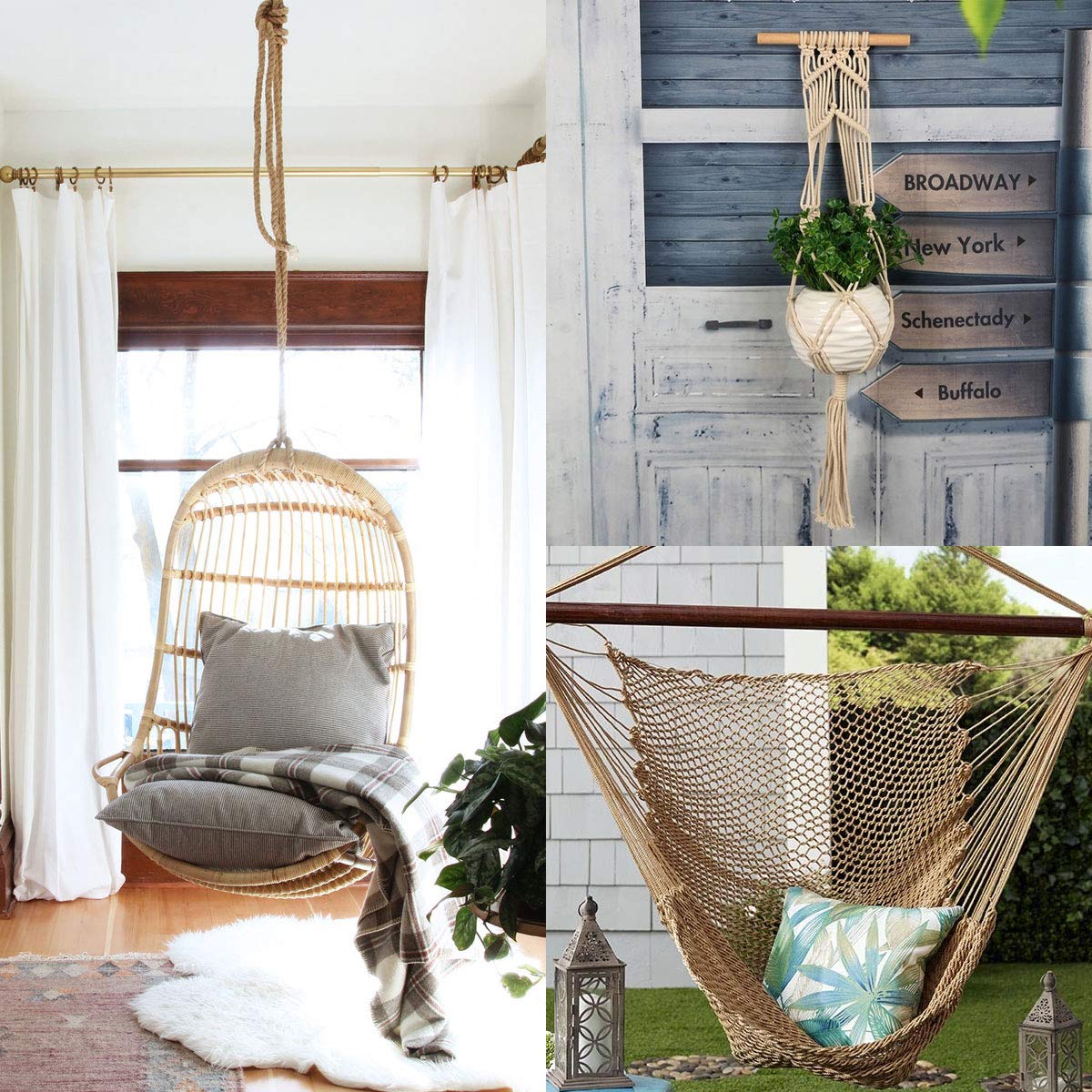 50m Sisal 10mm Rope Natural Twine Cord Thick Jute Hemp Manila Crafting Home Decor