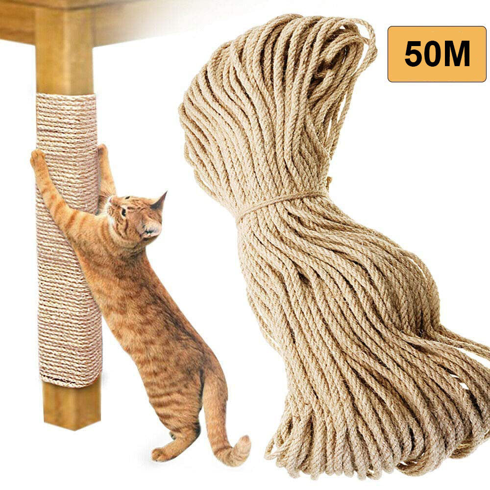 50m Sisal 10mm Rope Natural Twine Cord Thick Jute Hemp Manila Crafting Home Decor