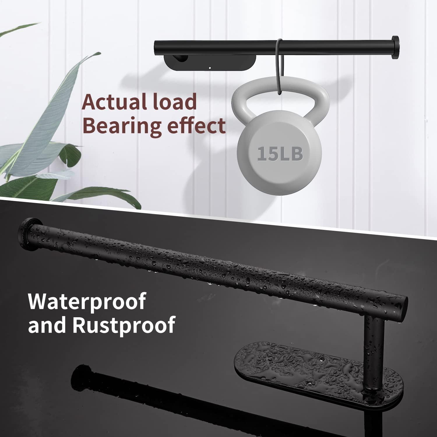 Kitchen Paper Holder Under Cabinet Wall Mount Adhesive Paper Towel Holder Black