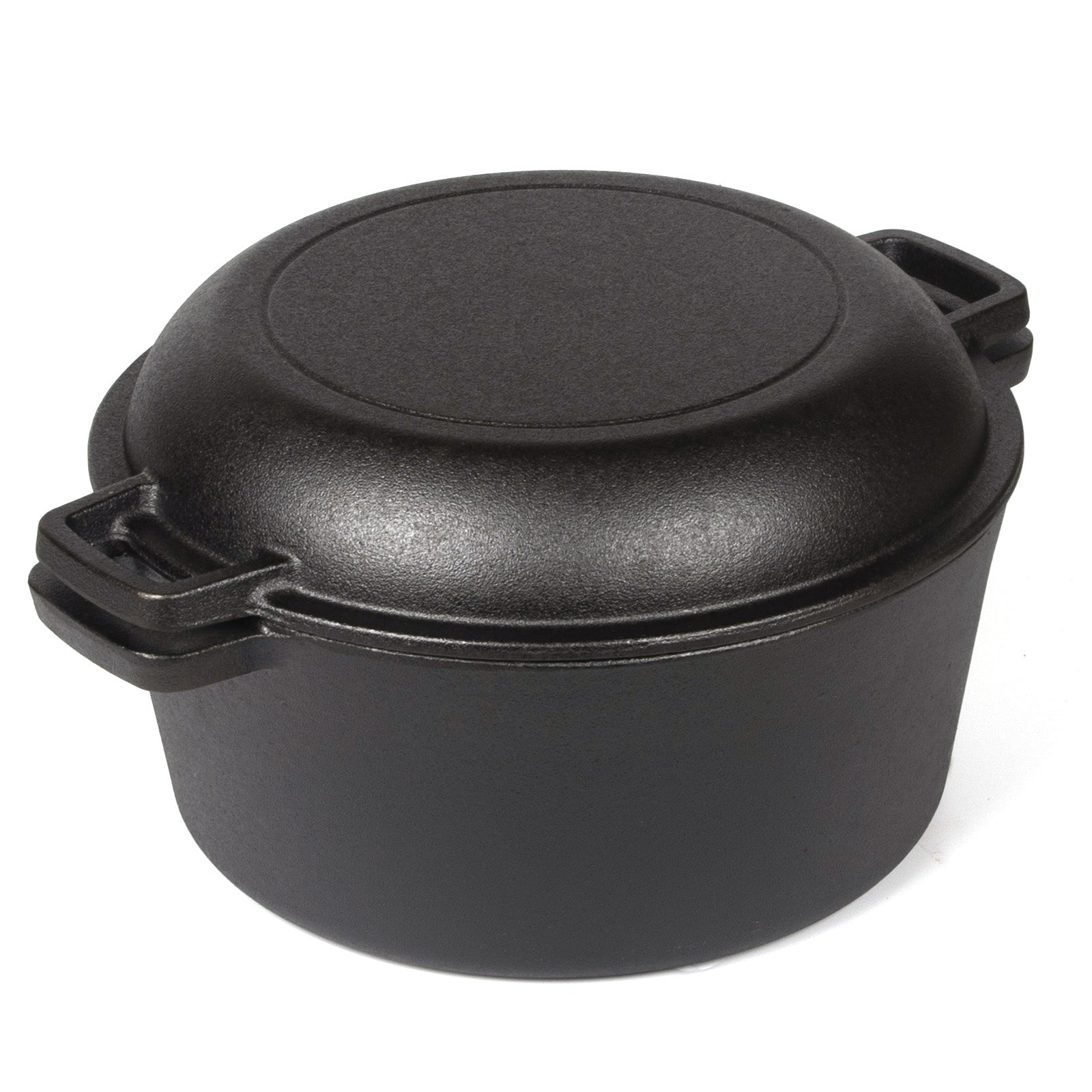 26cm 2-in-1 Cast Iron Dutch Oven & Skillet Set Pre-Seasoned Dual-Use Pot with Lid Fry Pan, Durable & Versatile Cookware