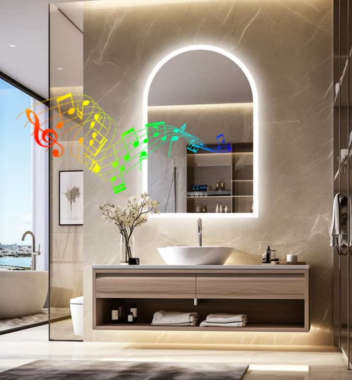 Interior Ave - 90 x 60cm Arched Frameless LED Bathroom Mirror – Bluetooth