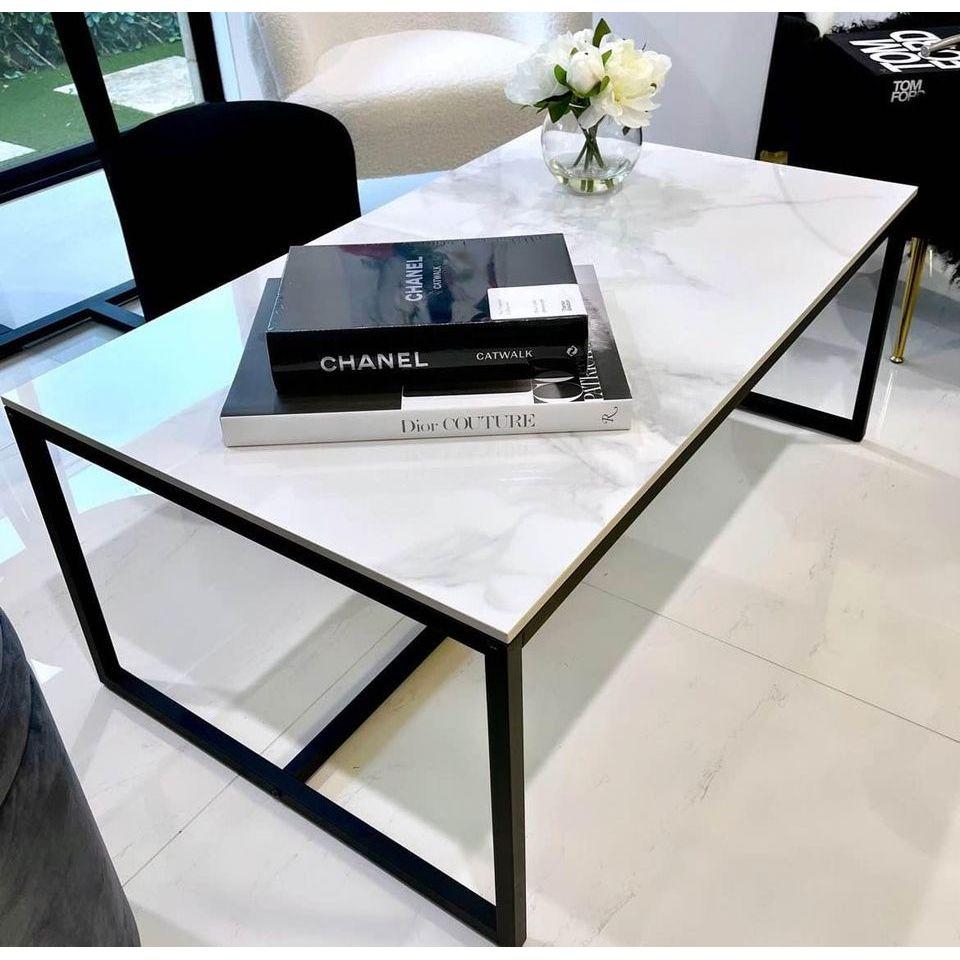 Interior Ave - Monaco Rectangle Coffee Table - White Marble Stone