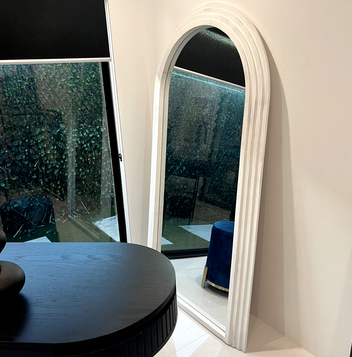 Interior Ave - Sierra Arched Mirror – Beach White | Sculptural Full-Length Mirror