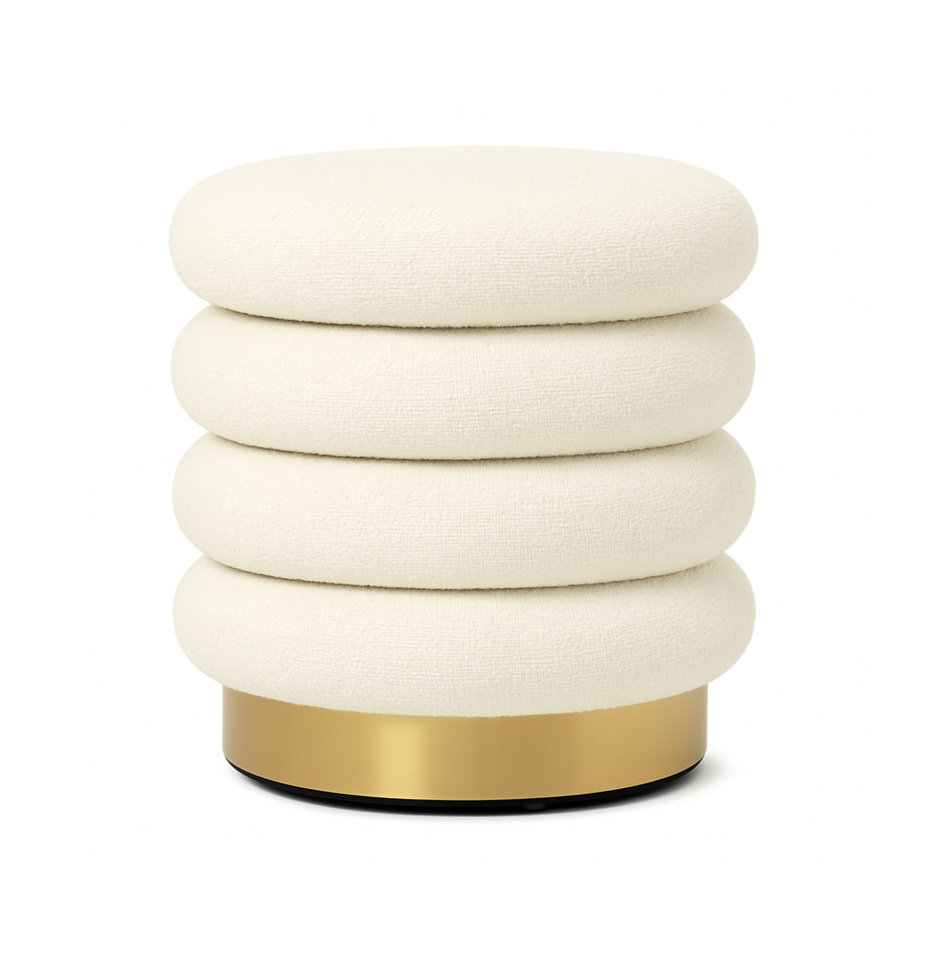 Interior Ave - Roma Round Tweed Ottoman / Footstool – Light Grey