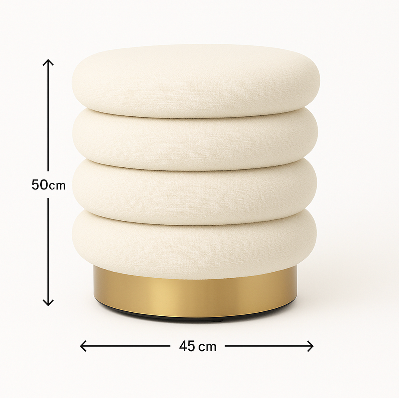 Interior Ave - Roma Round Tweed Ottoman / Footstool – Light Grey