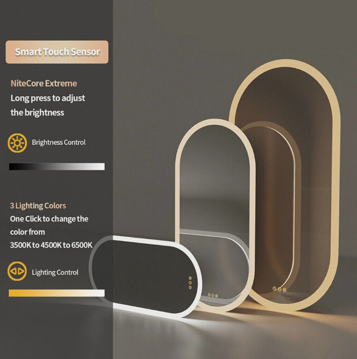 Interior Ave - LED Oval Frameless Salon / Bathroom Wall Mirror - 50 x 80cm