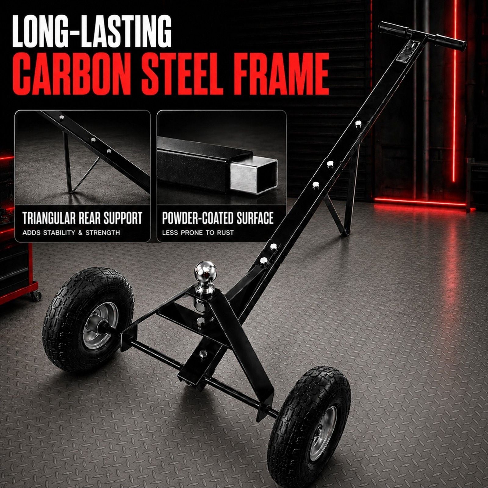 600lbs Trailer Dolly with 48mm Ball Solid Tires Portable Tow Dolly Wheel Tow