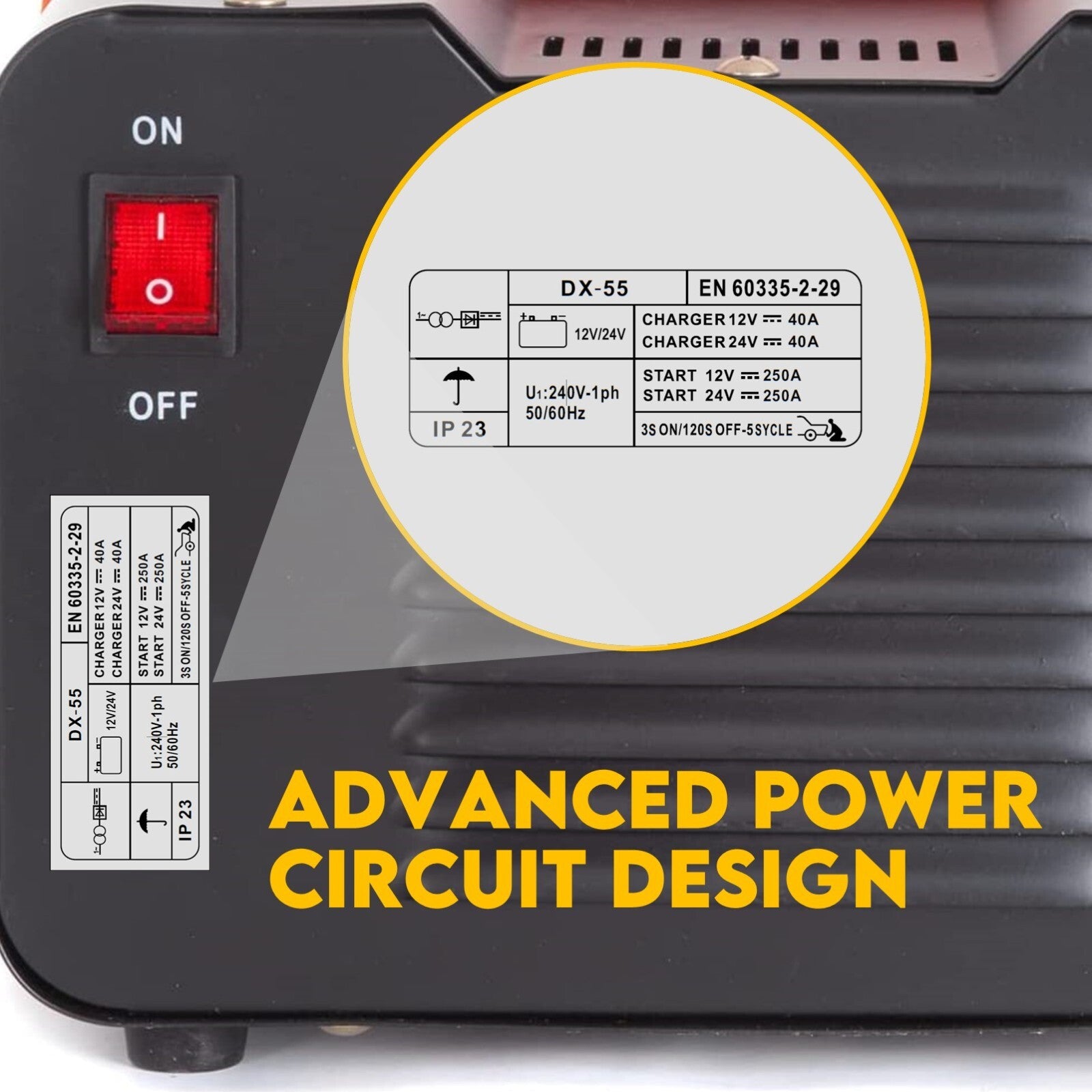 2IN1 Car Battery Charger Jump Starter 12 24V 40A ATV Boat Tractor