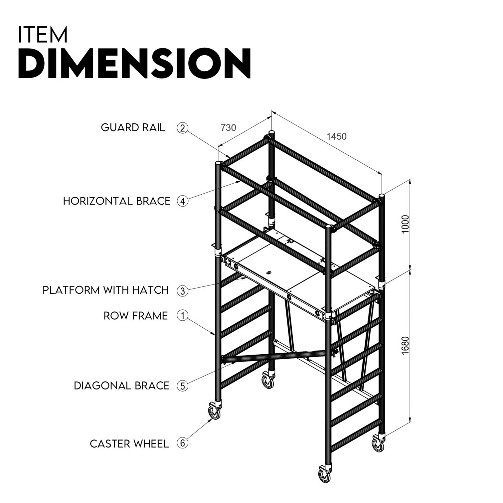 3M Mobile Scaffold Aluminium 225KG Capacity Portable Safety Platform