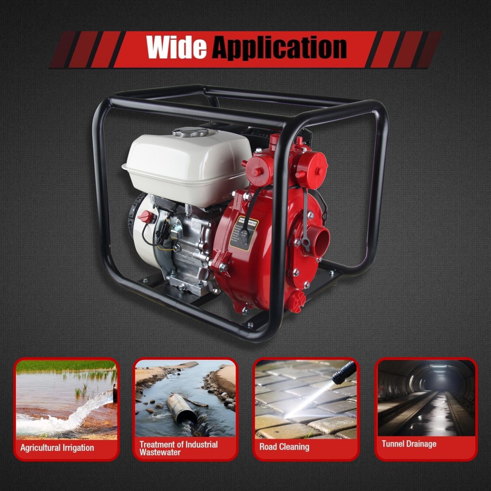 6.5HP Petrol Water Pump Honda GP200 Twin Impeller Irrigation Fire Fighting