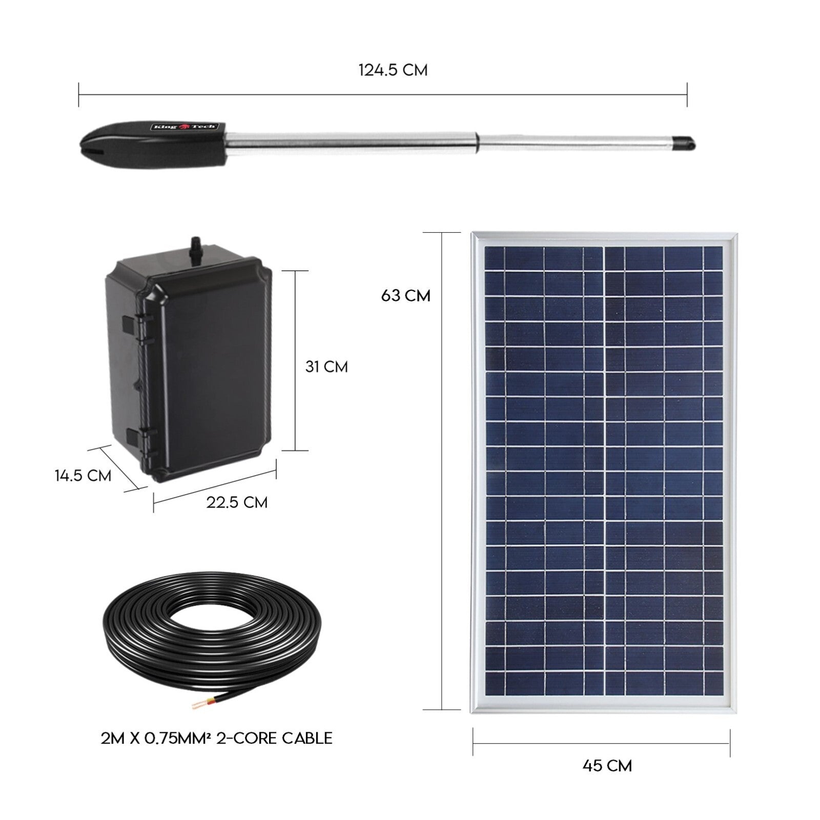 40W Full Solar Powered Automatic Remote Single Swing Gate Opener Battery