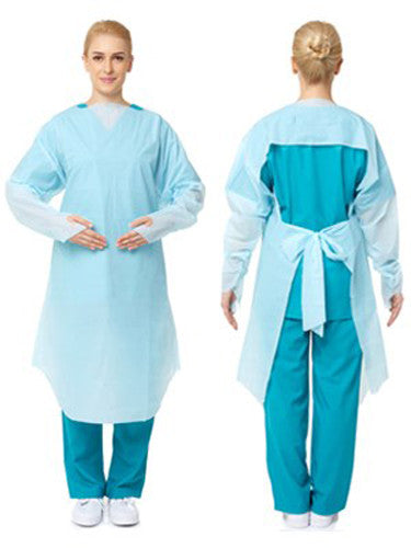 15 Pcs Disposable PPE Gown Protective Workwear Suit Thumb Hook Sleeve Coverall Apron Blue Medical Cleaning Painting