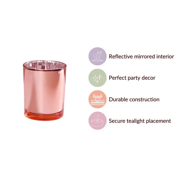 10 Pack Rose Gold Pink Votive Tealight Candle Holders Valentines Day Mercury Wedding Decor Glass Candlestick Party Decorations Bridal Baby Shower Event