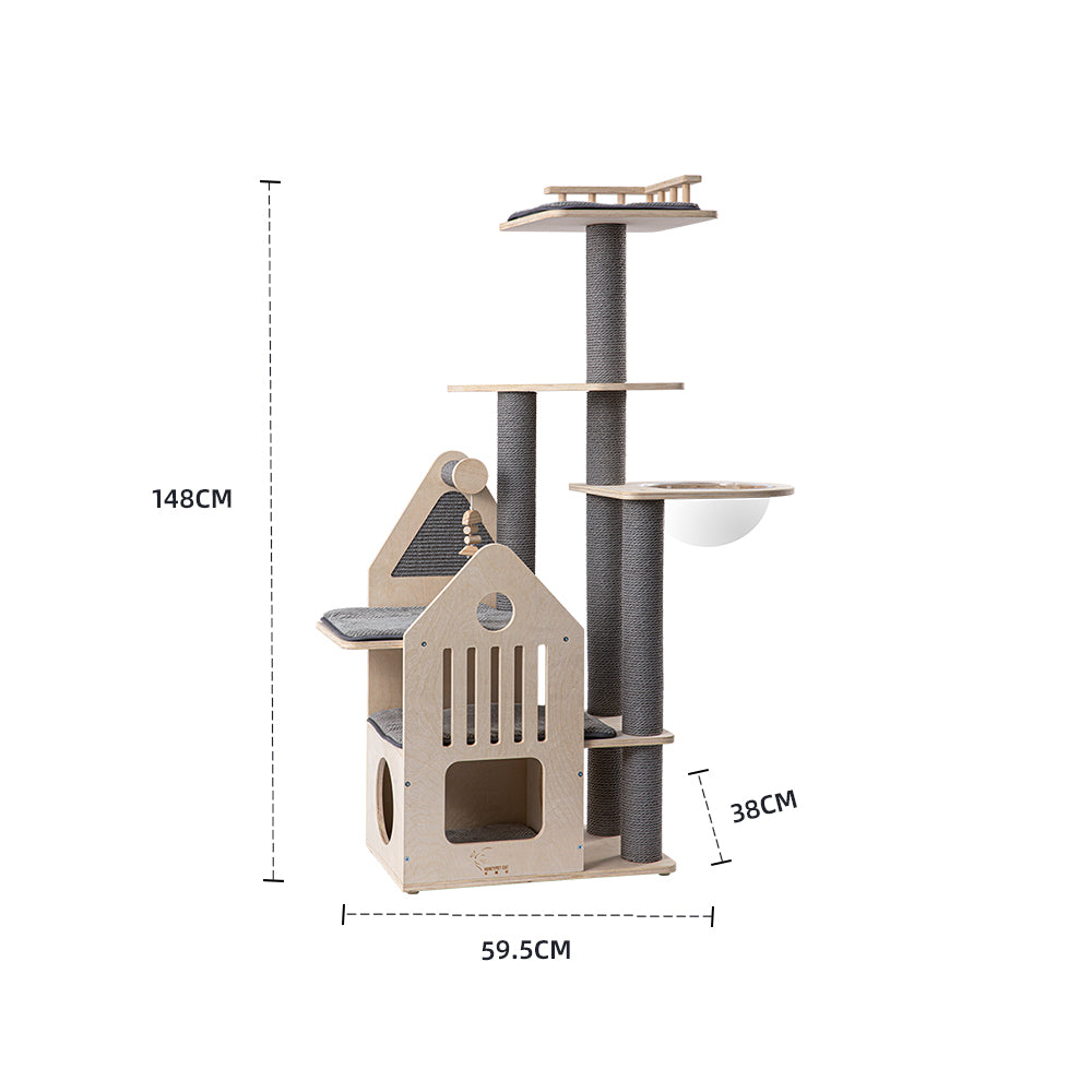 HONEYPOTCAT Grand Cat Mansion With Space Capsule - 148cm