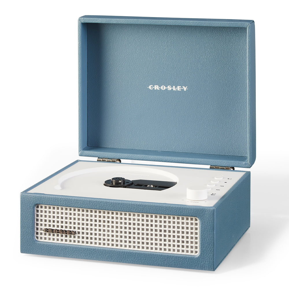Crosley Voyager Portable Retro CD Player with Stereo Bluetooth Speakers, FM Radio - Washed Blue