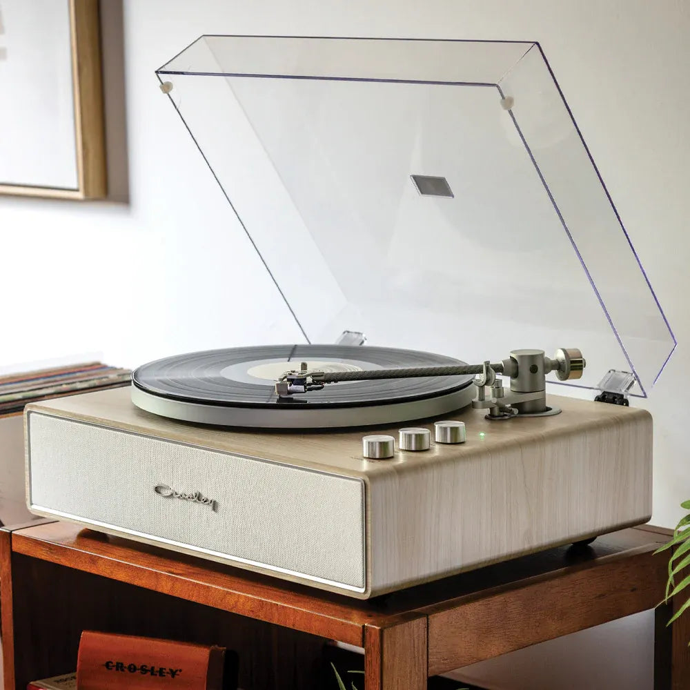 Crosley Stave 2-Speed Bluetooth Record Player Turntable with Built-in Speakers, Natural