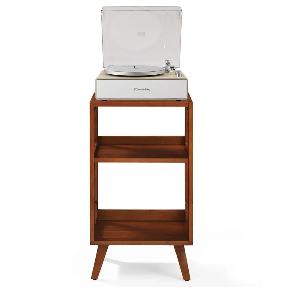 Crosley Stave 2-Speed Bluetooth Record Player Turntable with Built-in Speakers + Crosley Asheville Stand Bundle - Natural
