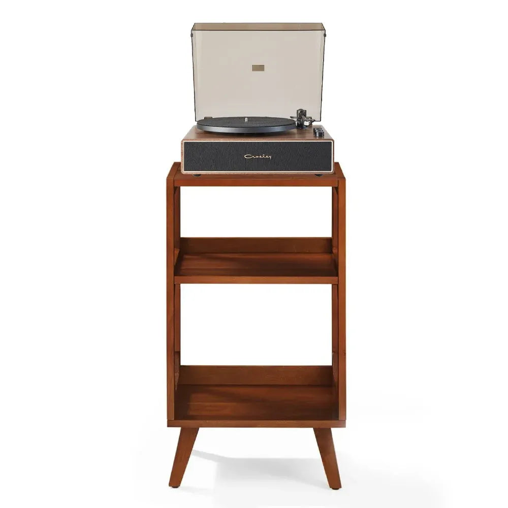 Crosley Stave 2-Speed Bluetooth Record Player Turntable with Built-in Speakers + Crosley Asheville Stand Bundle - Walnut