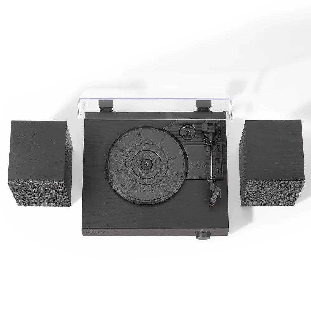 Crosley Zane 3-Speed Bluetooth Vinyl Record Player Turntable, with Matching Stereo Speakers - Black