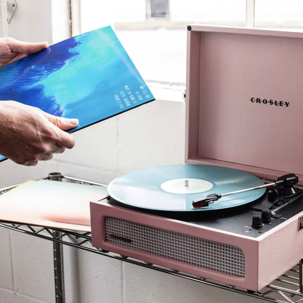 Crosley Voyager Bluetooth Portable Turntable + Crosley Asheville Stand Bundle - Amethyst