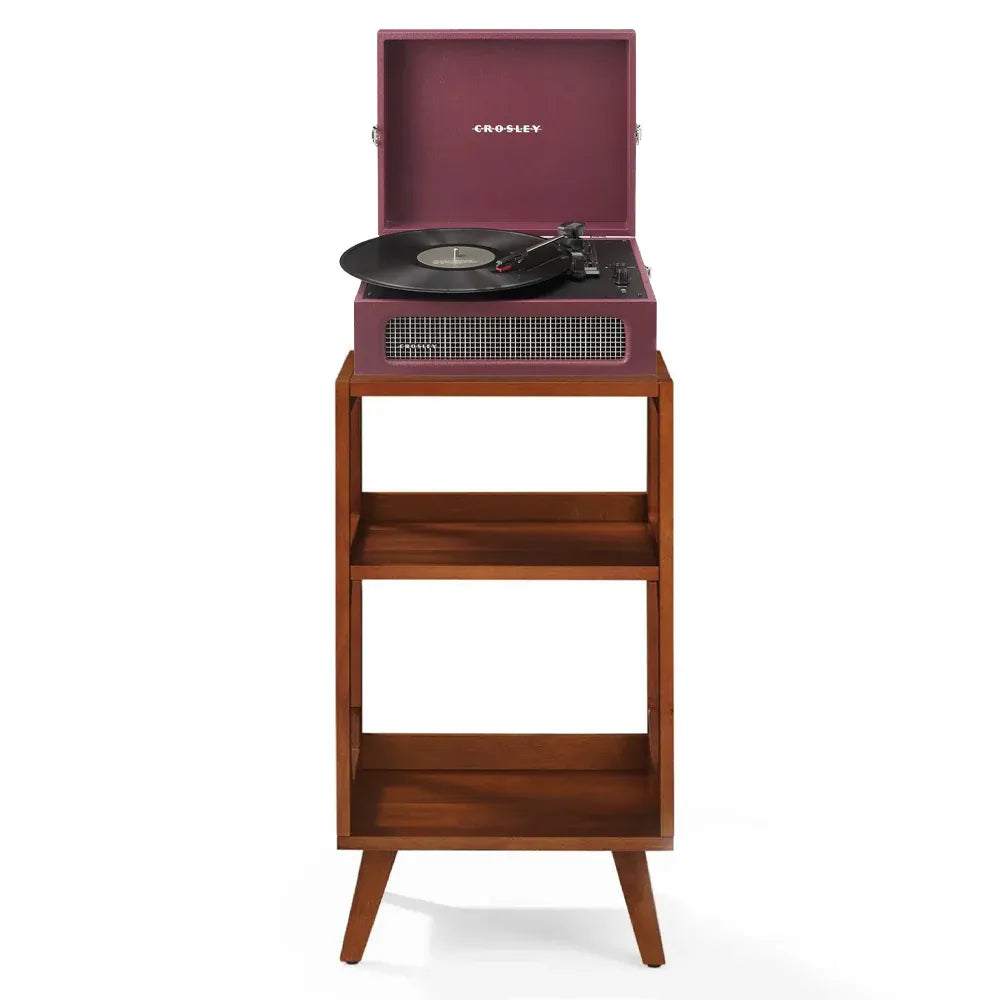Crosley Voyager Bluetooth Portable Turntable + Crosley Asheville Stand Bundle - Burgundy