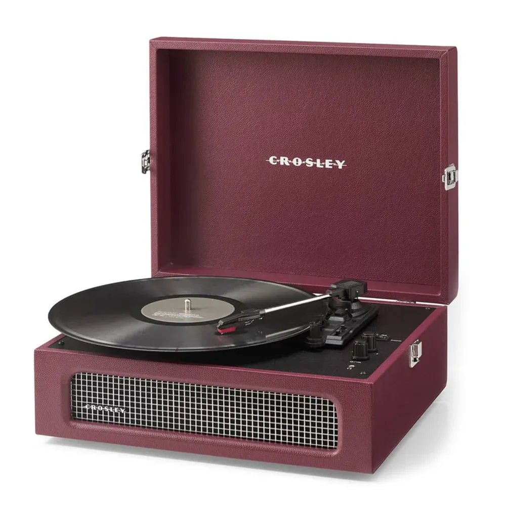 Crosley Voyager Bluetooth Portable Turntable + Crosley Asheville Stand Bundle - Burgundy