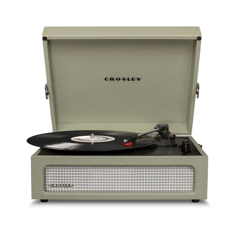 Crosley Voyager Bluetooth Portable Turntable + Crolsey Asheville Stand Bundle - Sage