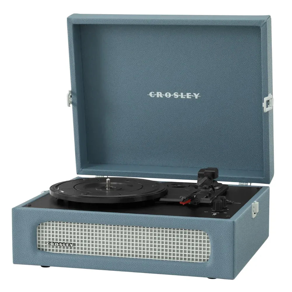Crosley Voyager Bluetooth Portable Turntable + Crosley Asheville Stand Bundle - Washed Blue