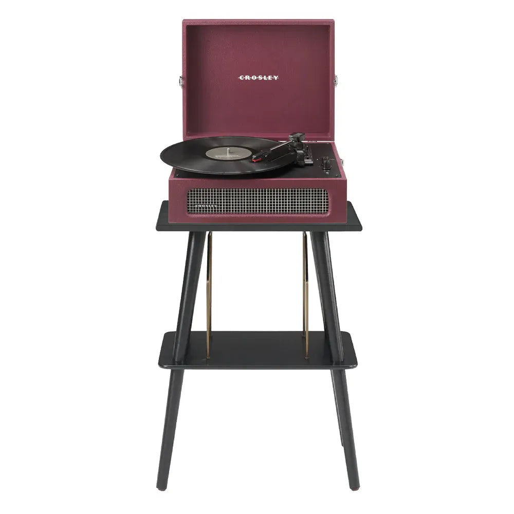 Crosley Voyager Bluetooth Portable Turntable + Entertainment Stand Bundle - Burgundy
