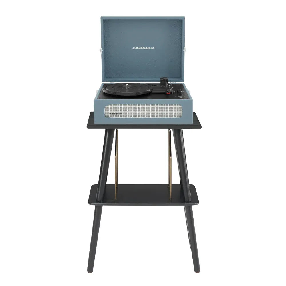 Crosley Voyager Bluetooth Portable Turntable + Entertainment Stand Bundle - Washed Blue