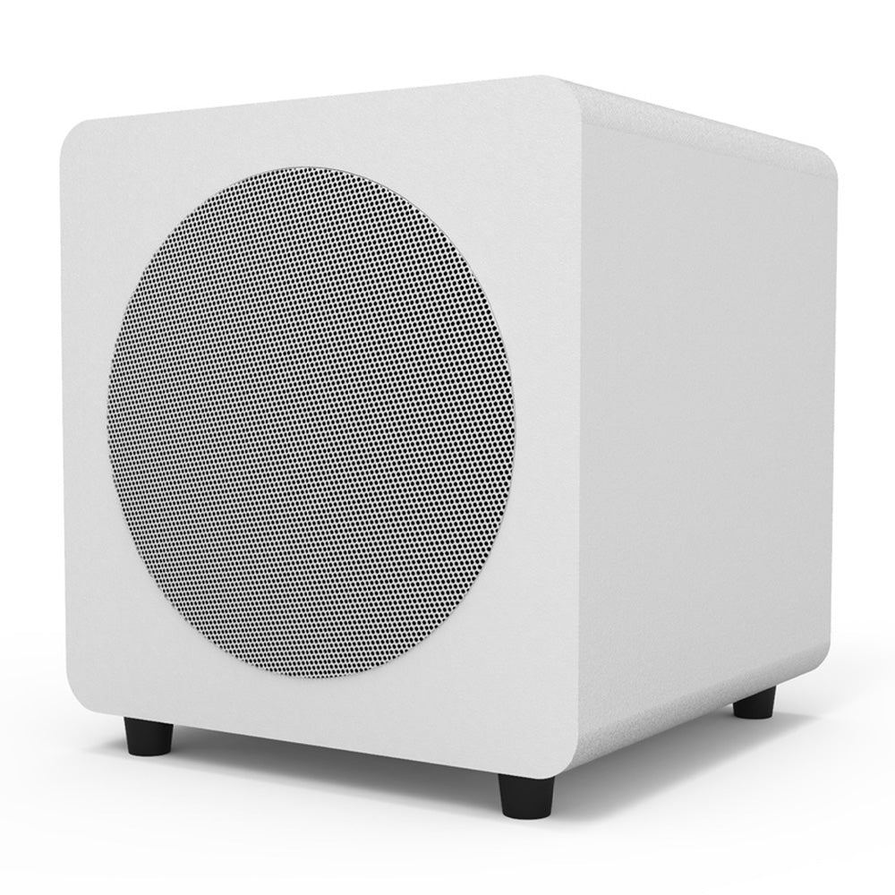 Limited Editon - Kanto SUB8 300W 8" Sealed Powered Subwoofer, Matte White, With White Grill