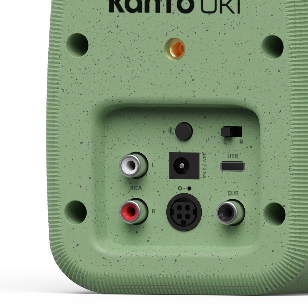 Kanto UKI 100W Desktop Speakers with Bluetooth, USB-C, Headphone out, Sage (Matte Green), Pair