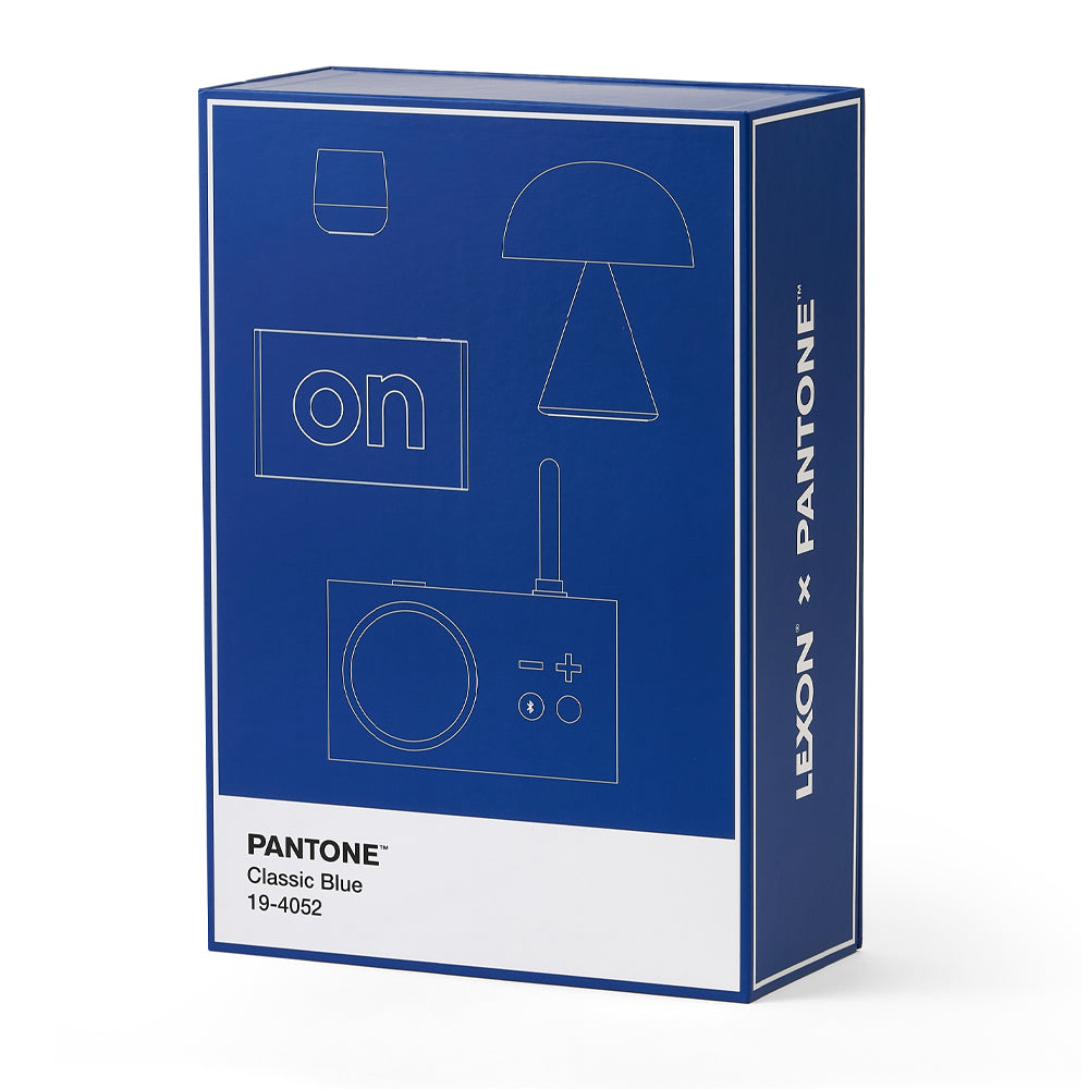 Lexon GIFT Set PANTONE - Includes Mino+ Mini Speaker, Flip Classic Clock, Mina M Lamp, Thykho 3 Speaker - Classic Blue