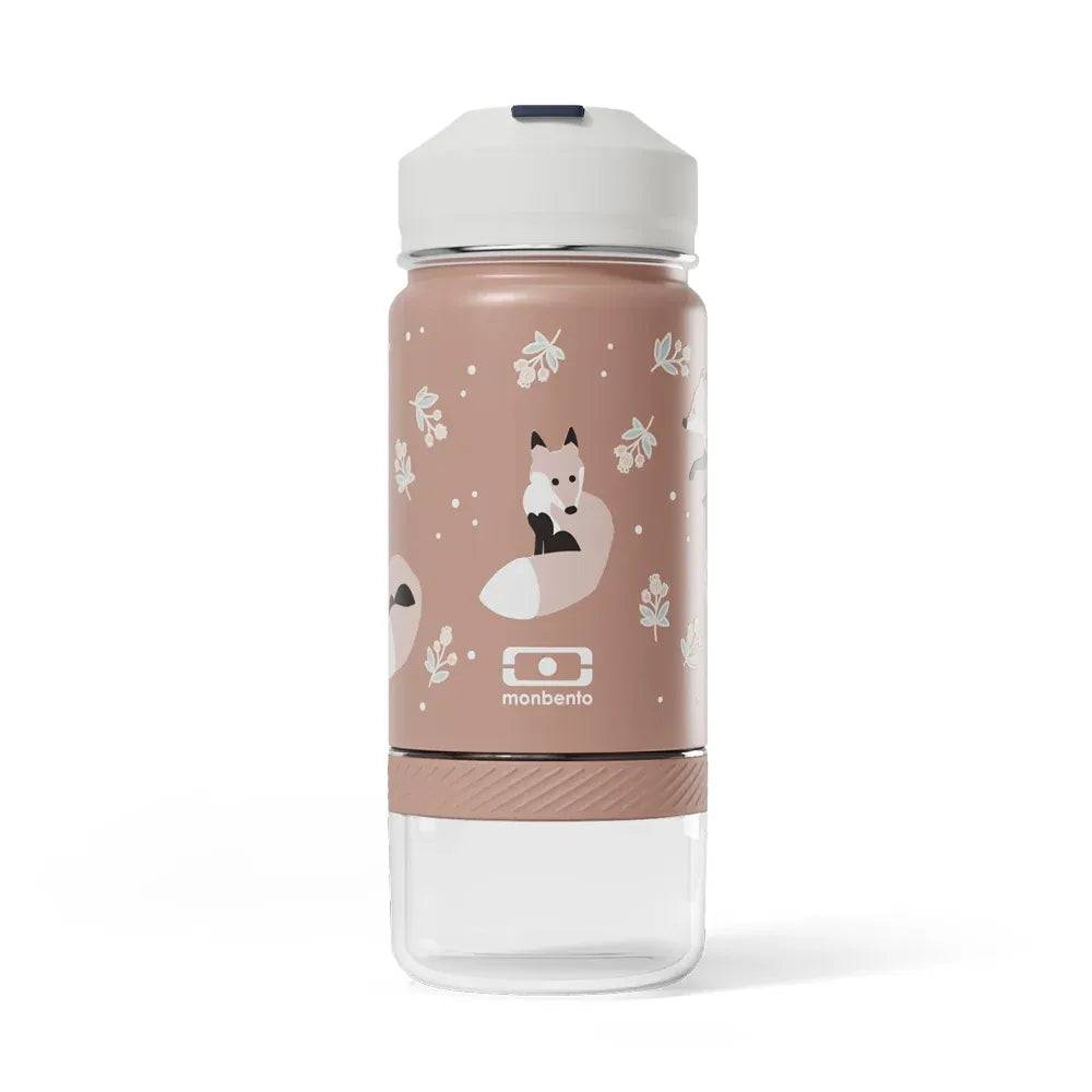 Monbento Twisty Kids Water Bottle with Snack Container- Fox