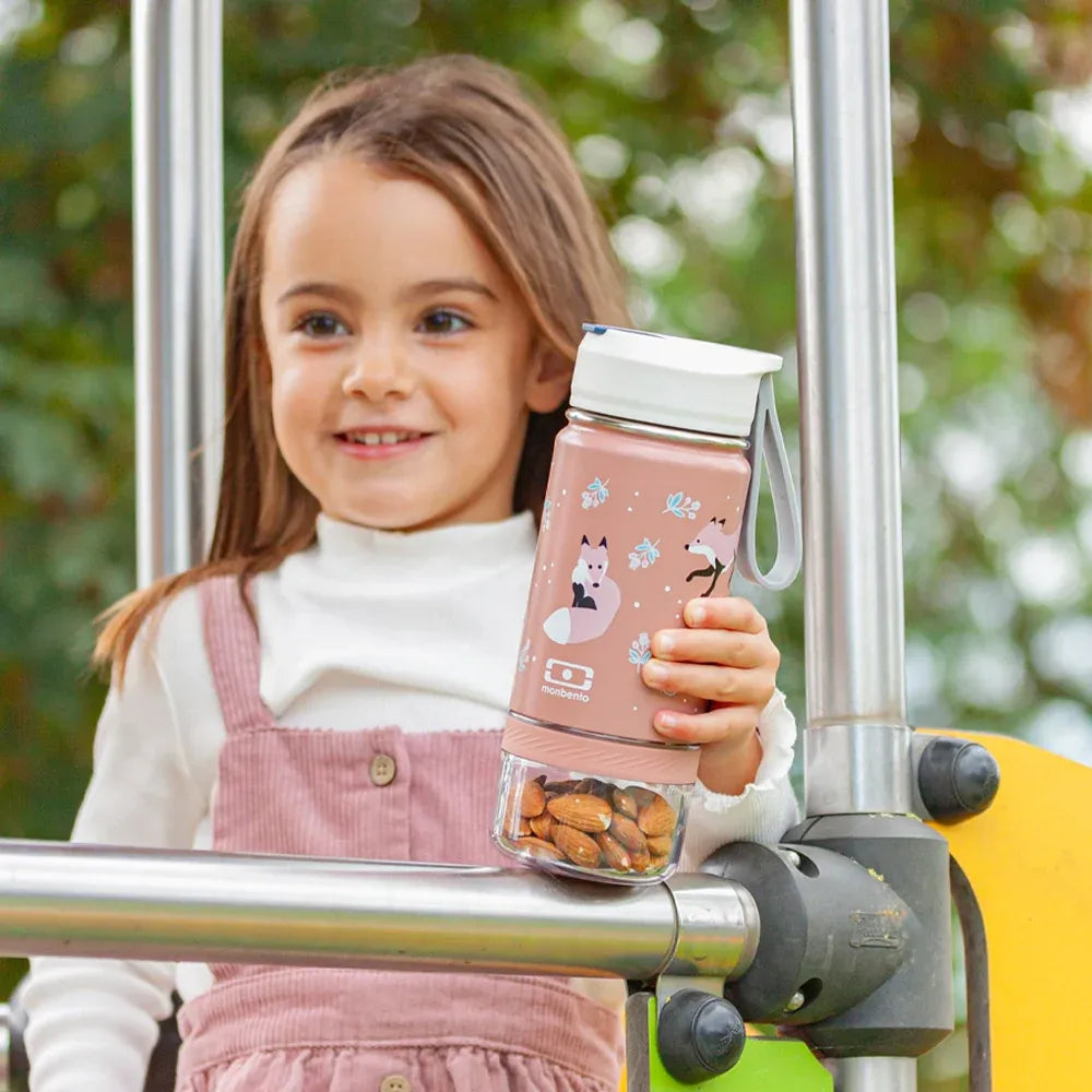 Monbento Twisty Kids Water Bottle with Snack Container- Fox