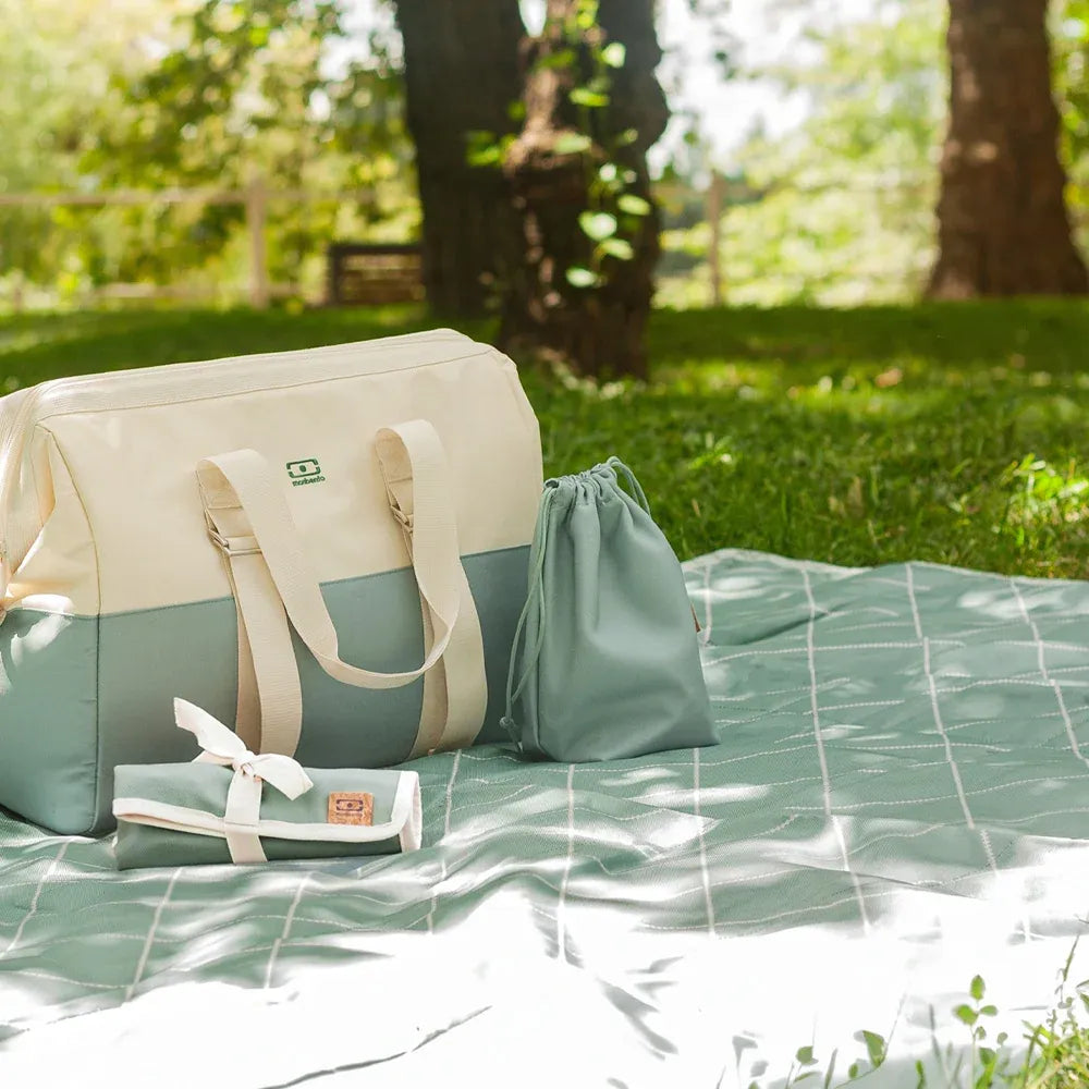 Monbento Waterproof Picnic Blanket for Outdoor Meals - Green Natural