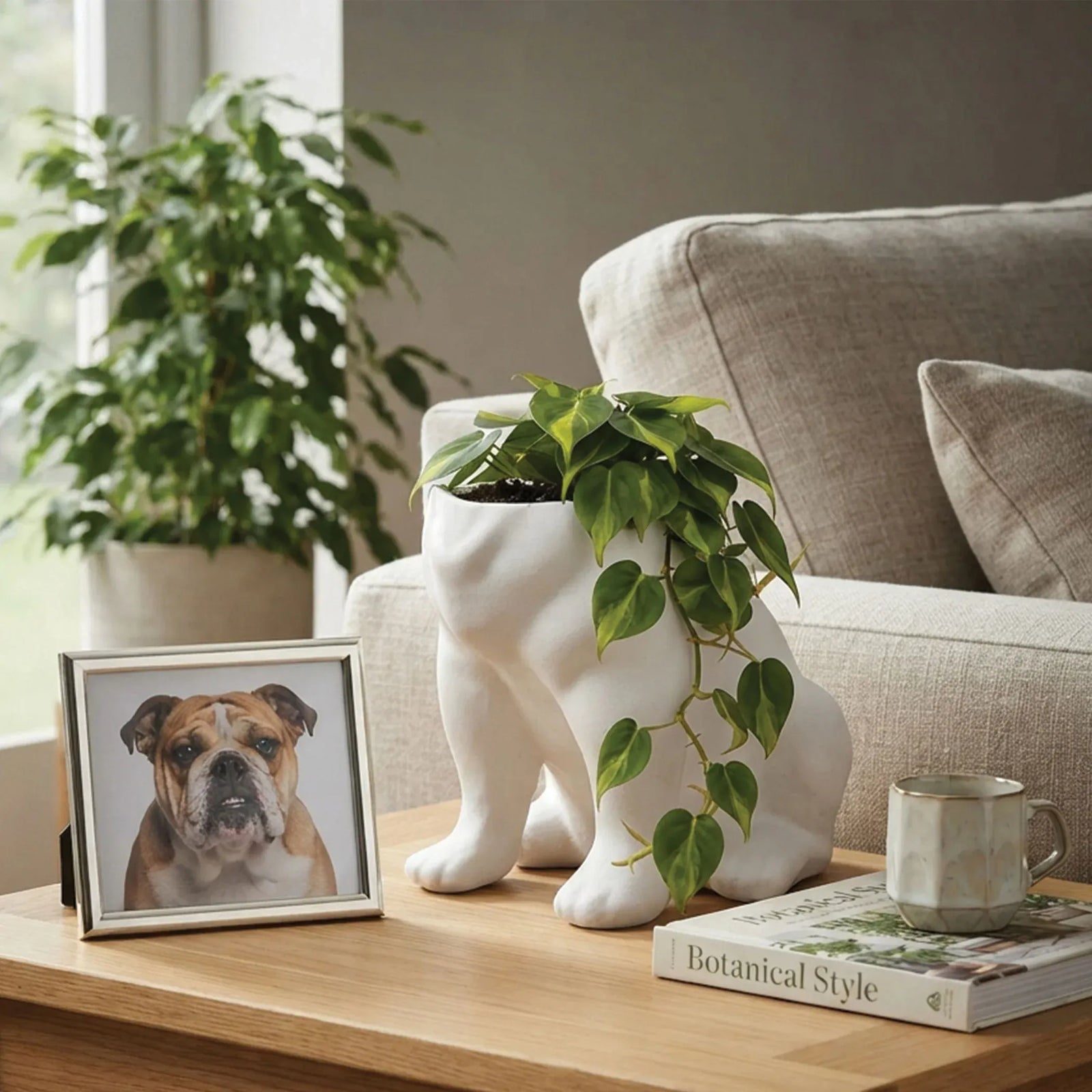 Urban Attitude Maggie Bulldog Planter - Matte White