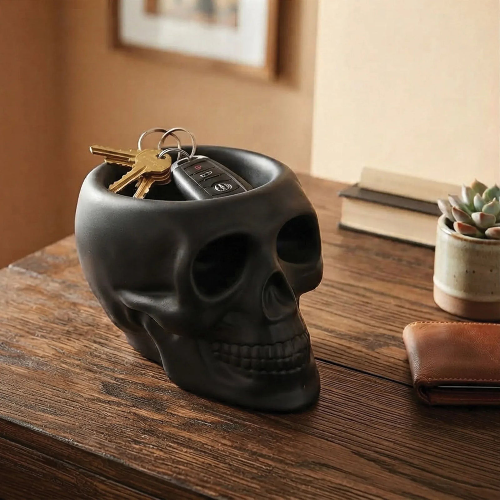 Urban Attitude Skull Statue - Matte Black
