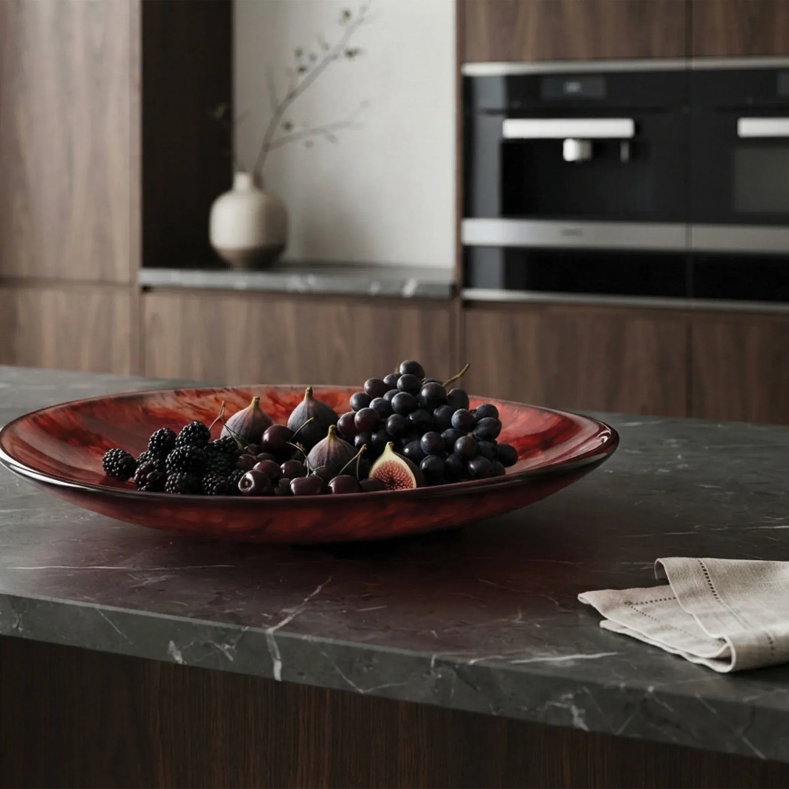 Urban Attitude SHAY Extra Large Bowl Height 6cm lowest 12cm highest by Width 52.5cm x 60cm - Berry Red