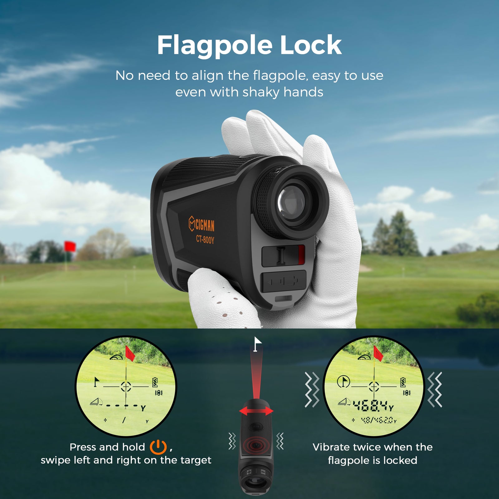 CIGMAN Golf Range Finder 800 Yards Laser Golf Rangefinder with Slope
CT-800Y