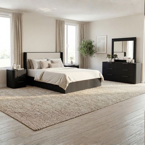 Bedroom Suite 4 Pcs In Black Colour with Dresser
